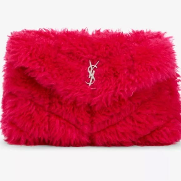 Yves Saint Laurent pouch puffy shearling clutch - Picture 3 of 12